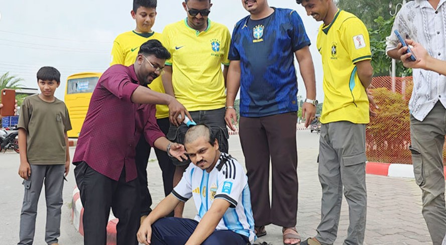 ব্রাজিলের জয়, মাথা ন্যাড়া করে কথা রাখলেন আর্জেন্টিনা সমর্থক